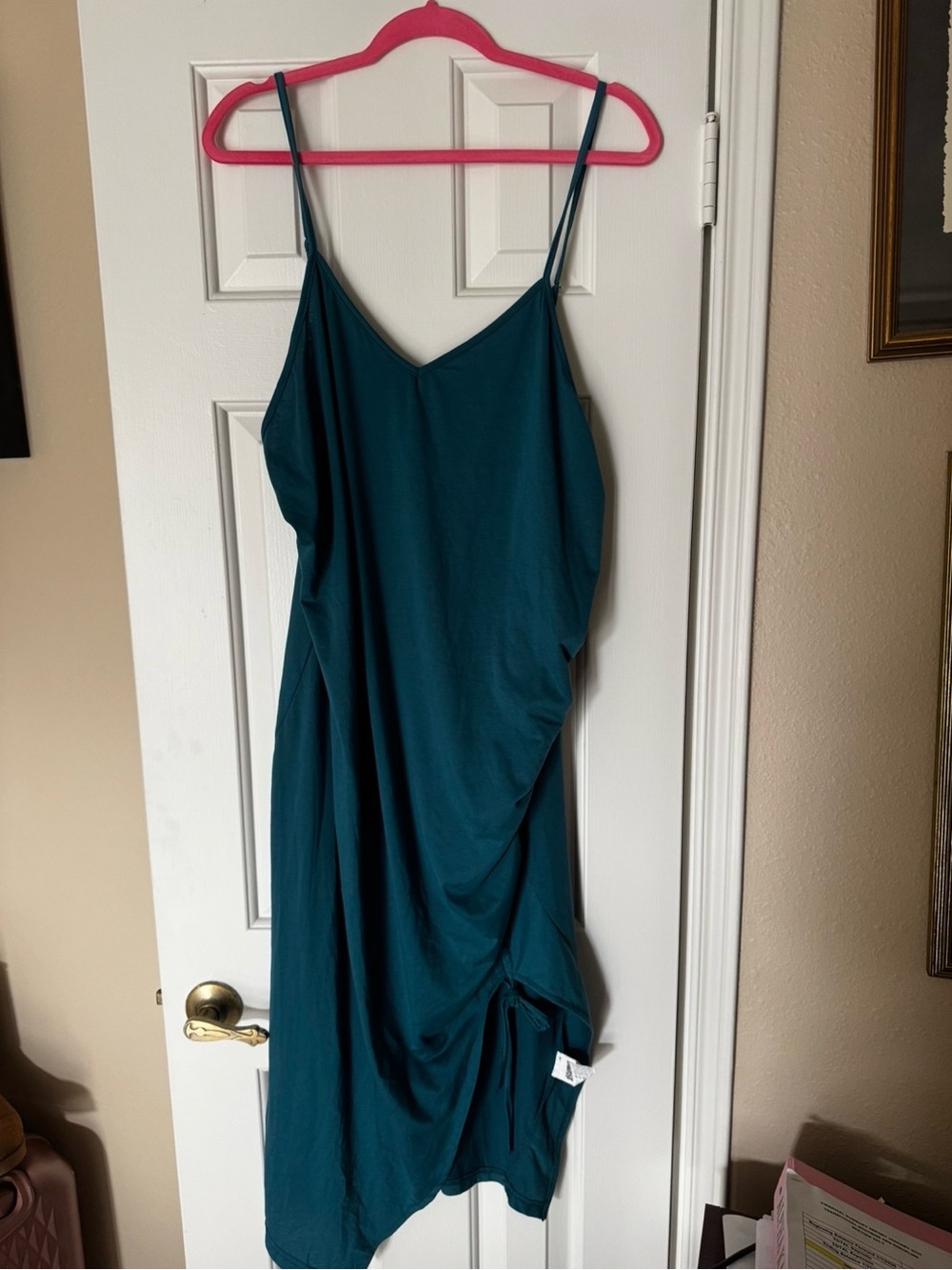 SHEIN Teal Midi Slip Dress with Spaghetti Straps